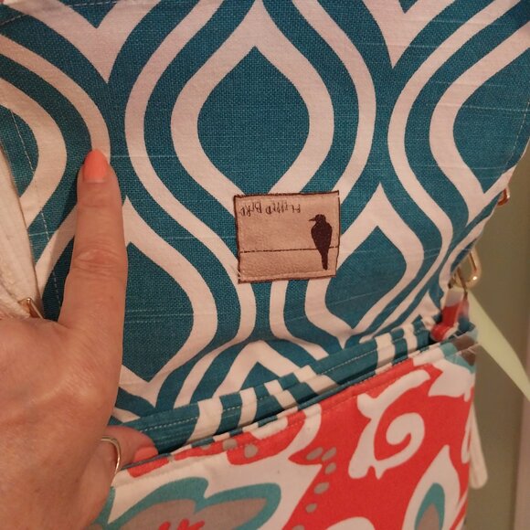 3536 Medium size Reversable The Flipped Bird Brand Orange and Teal Crochet Strap - Picture 3 of 5